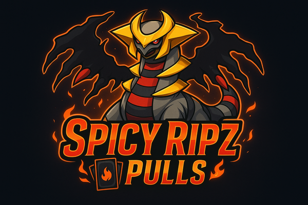 make a logo with the phrase "Spicy Ripz Pulls" and add the pokemon Giratina 